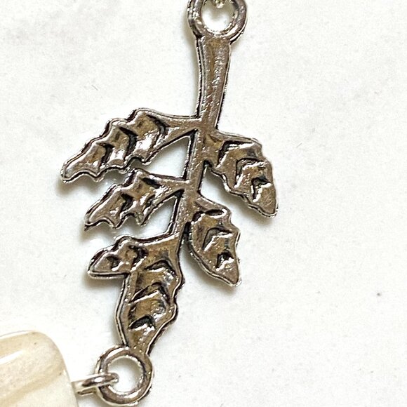 2/$20, Yellow Calcite Leaf Branch Necklace, Genuine Gemstone Stainless Chain - Picture 5 of 14